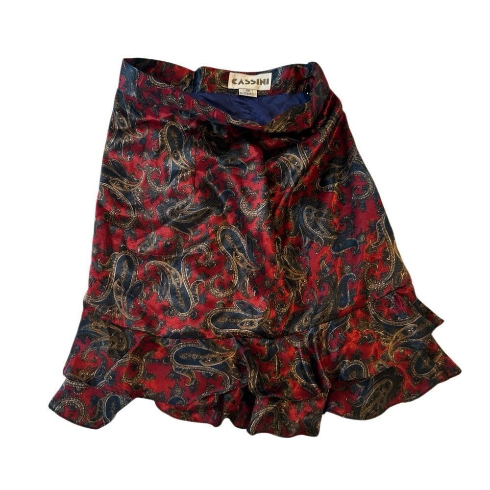 Oleg Cassini Red and Black Mini Bubble Skirt